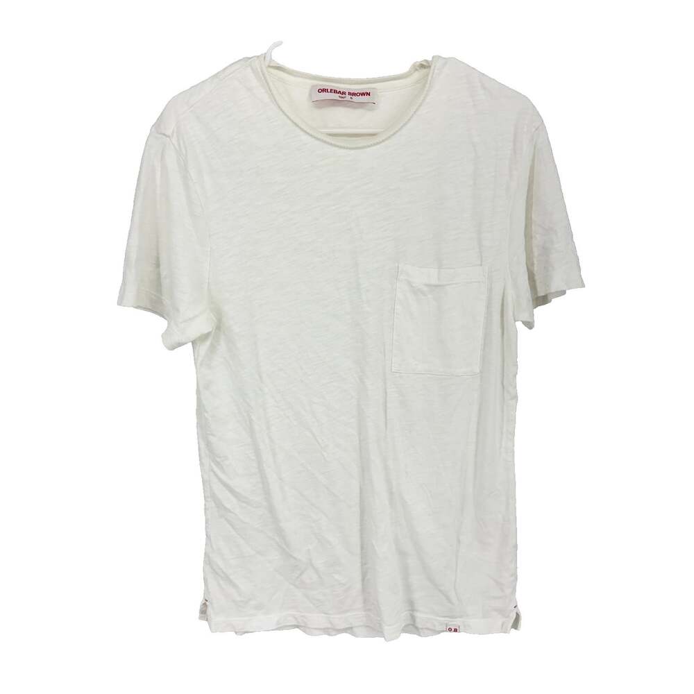 ORLEBAR BROWN Men S Short Sleeve T Shirt White Chest Pocket Crew Neck Cotton